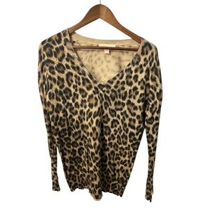 Michael Kors Tan and Black Leopard Patterned Sweater